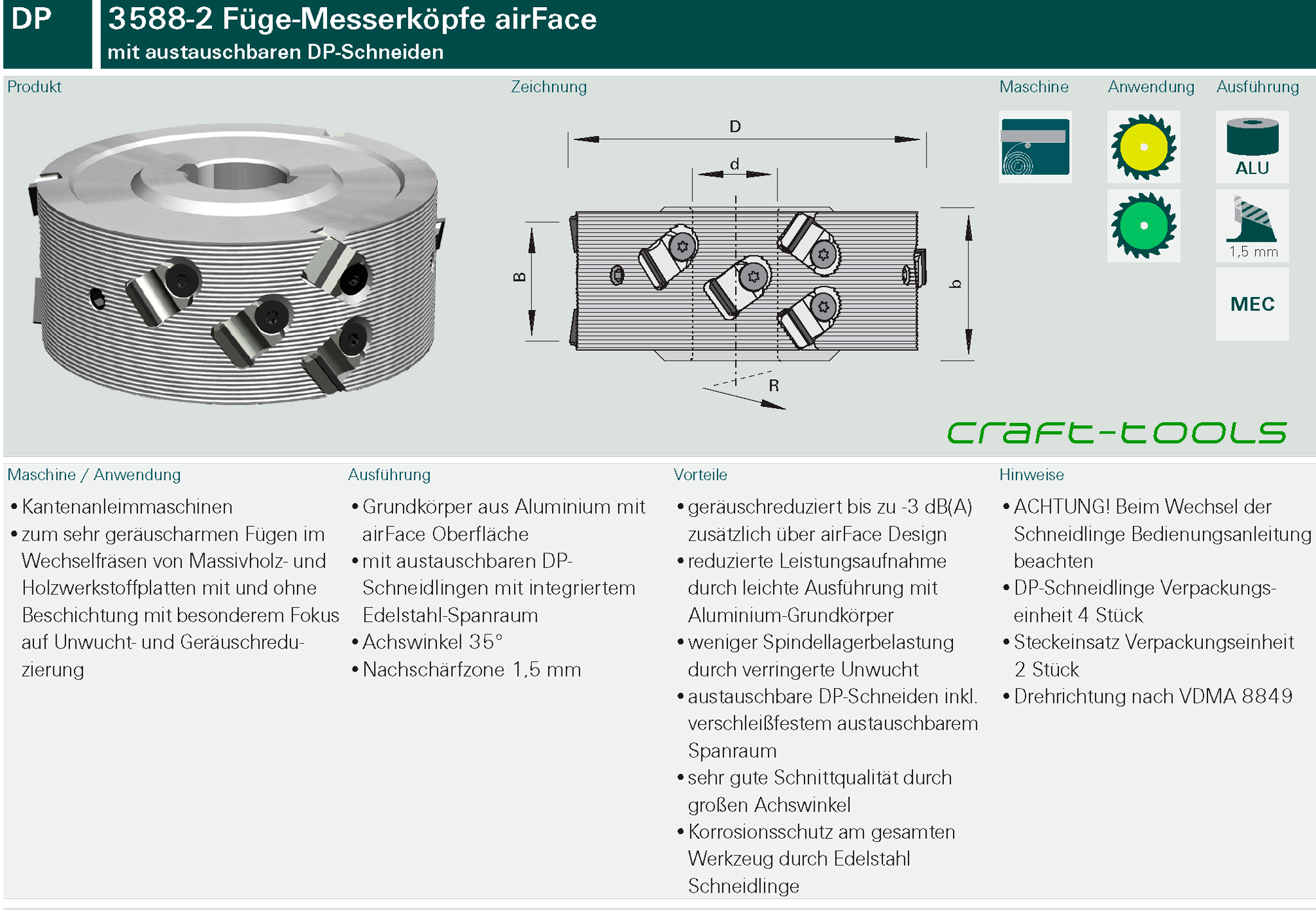3588-2 DIAMAX SmartJointer airFace Füge-Messerköpfe DP